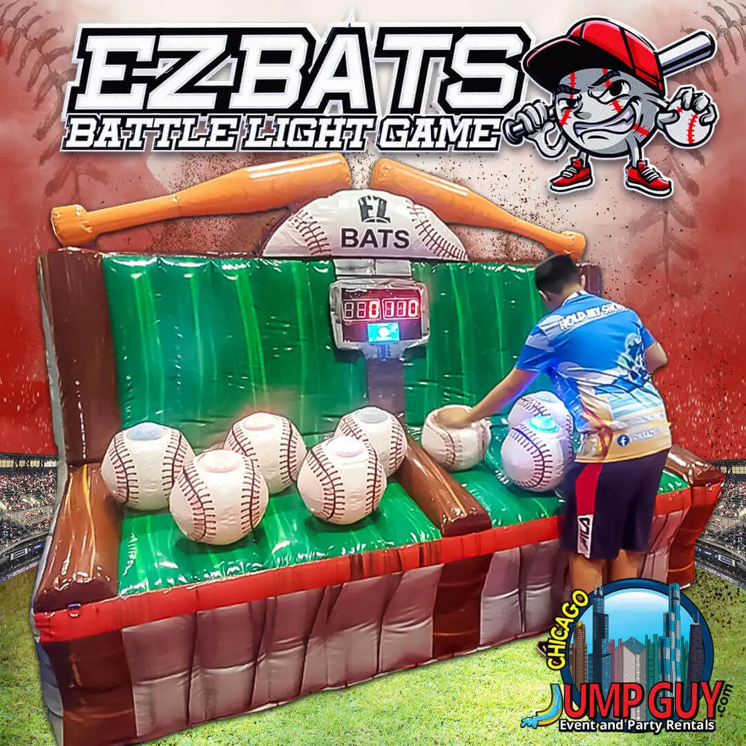 EZ Bats inflatable baseball battle light game rental for Wheaton IL parties