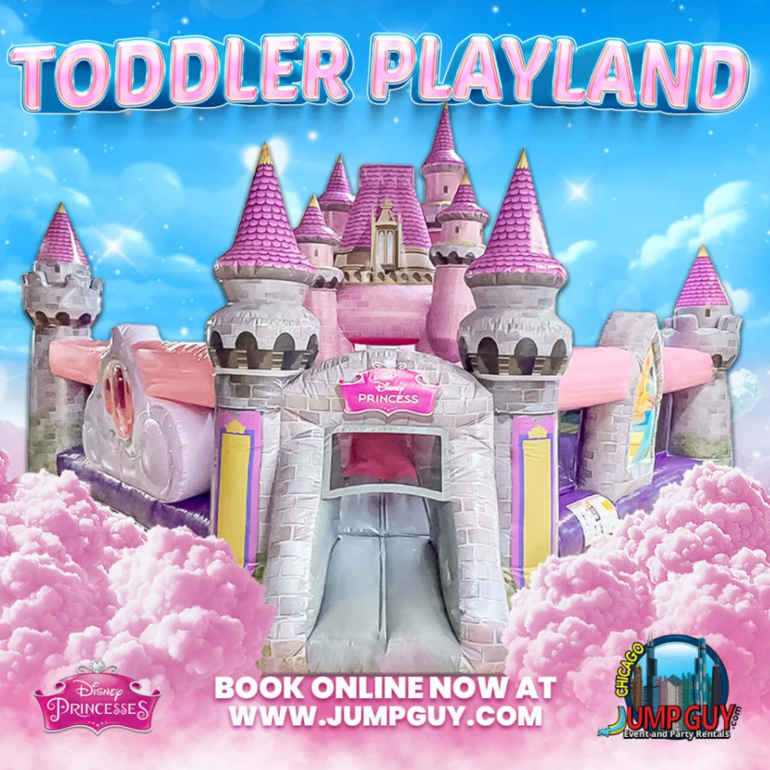 Disney Princess toddler castle bounce house rental for girls birthday parties in Evanston IL