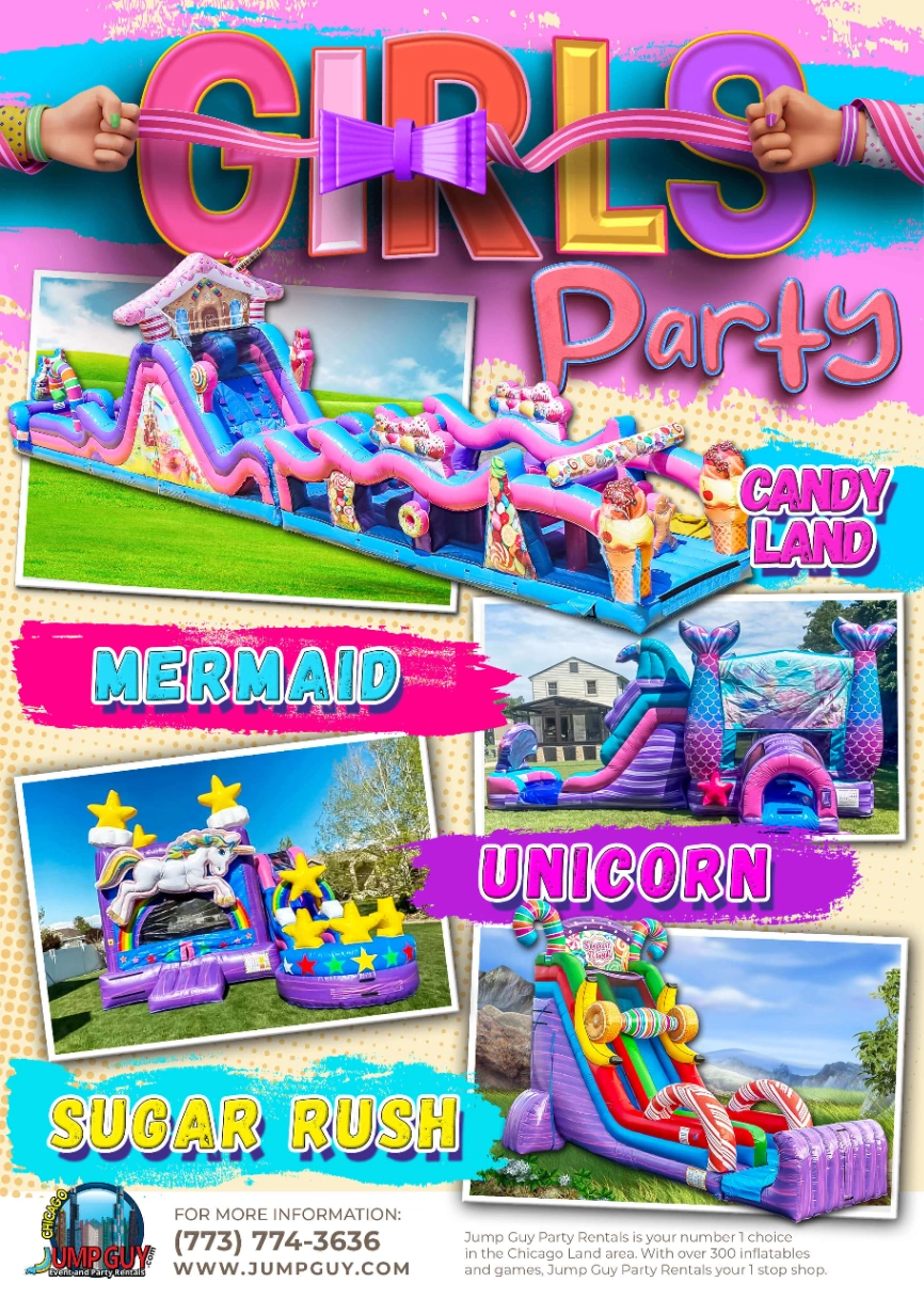 Jump Guy Party Rentals Girls Party Flyer 1