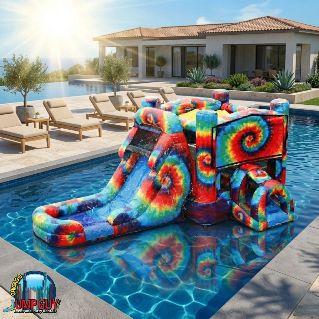image of tie-dye-bounce-slide-combo-wet-rental-Evanstone-il
